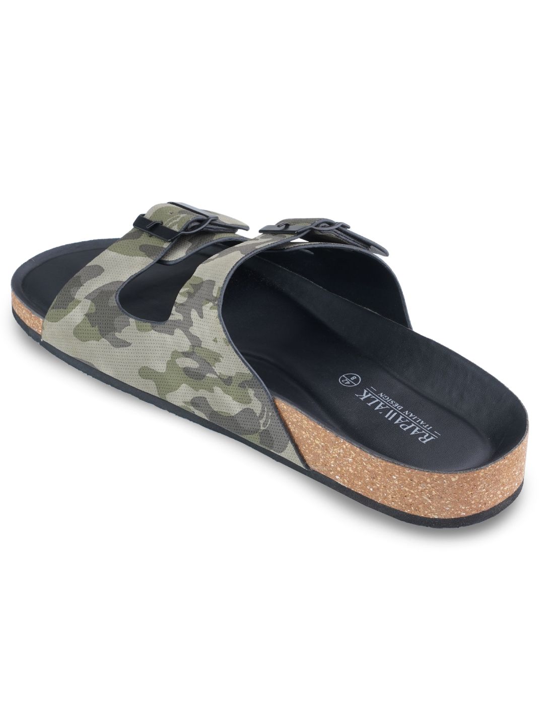 Camo Green Cork Sole Sandal leather shoes for men Rapawalk