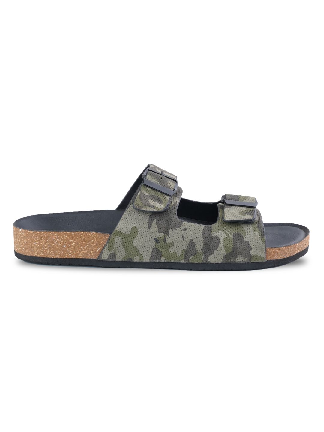 Camo Green Cork Sole Sandal for men | Rapawalk display picture 2