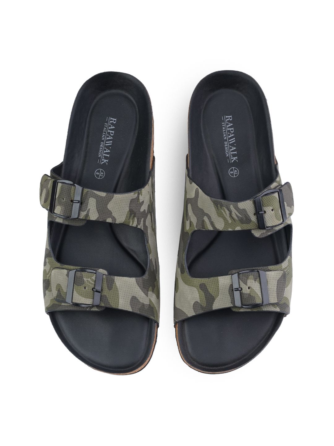 Camo Green Cork Sole Sandal leather shoes for men Rapawalk