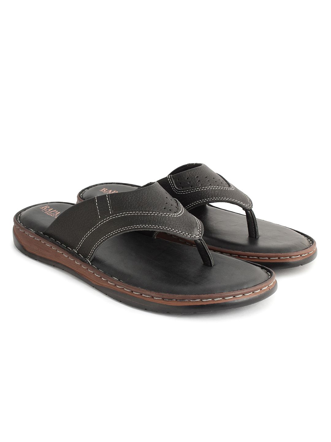Black Comfort Sandal leather shoes for men Rapawalk