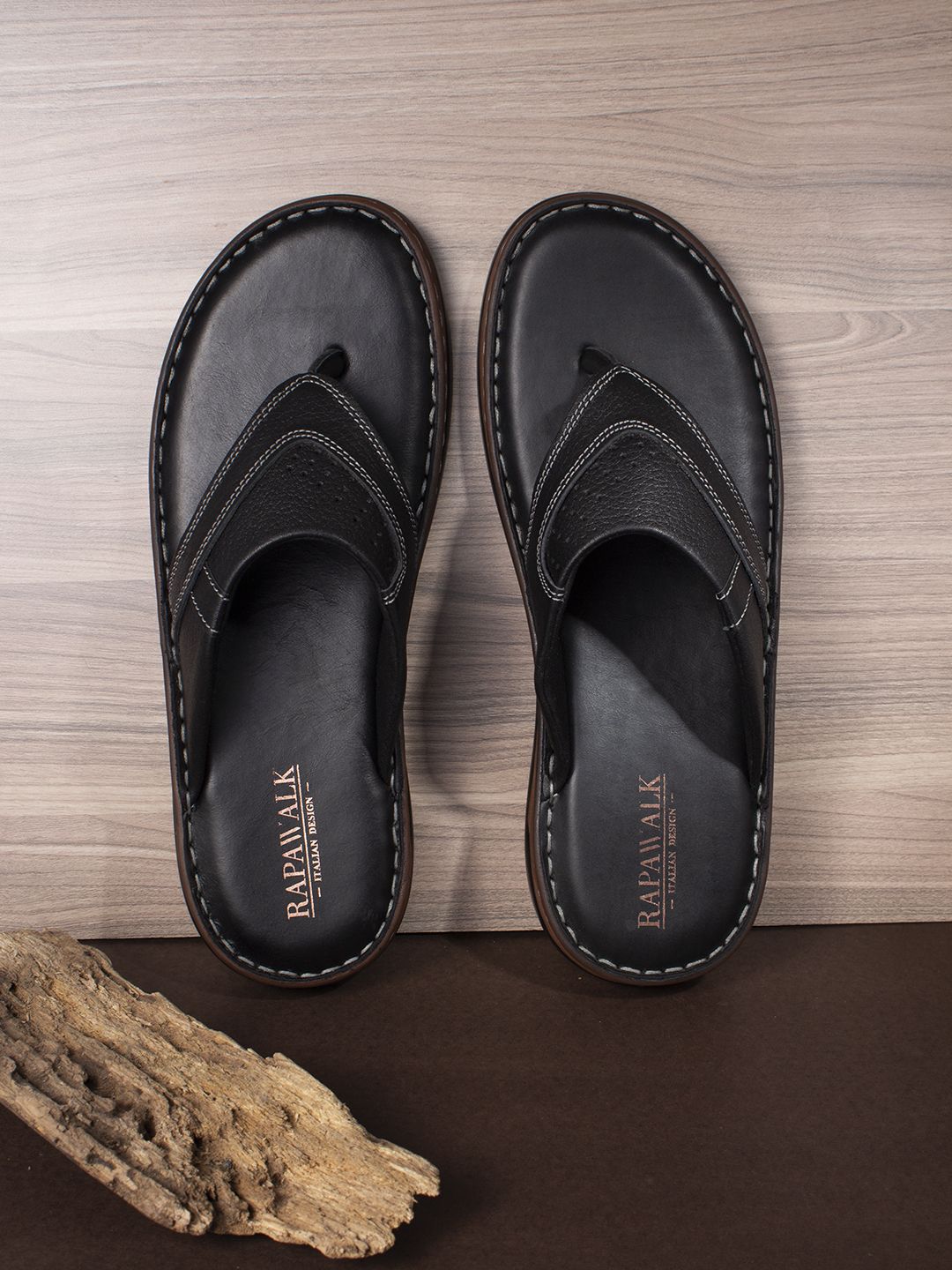 【新品】 SLIPPER　　　　 LEATHER/BLACK 26㎝ Black Comfort Sandal leather shoes for men | Rapawalk