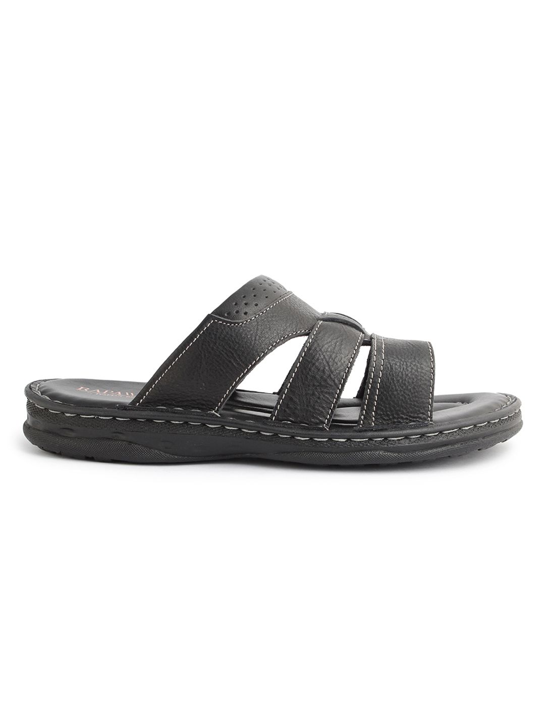 Mens black best sale leather slide sandals