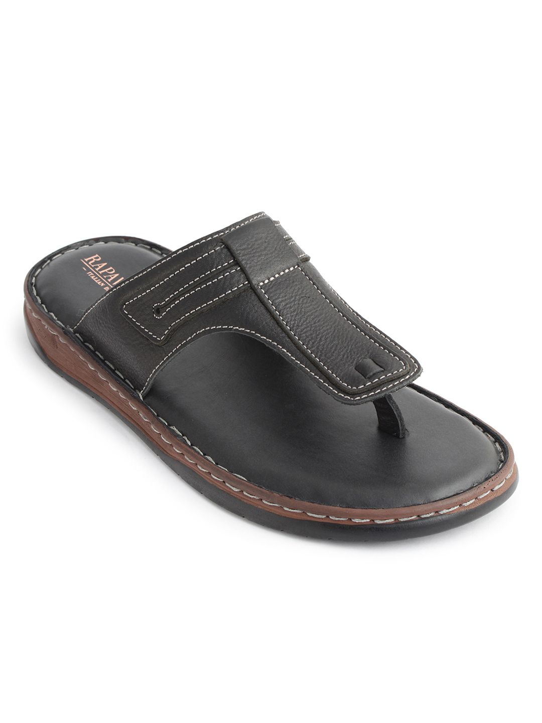 Black Comfort Sandal leather shoes for men | Rapawalk