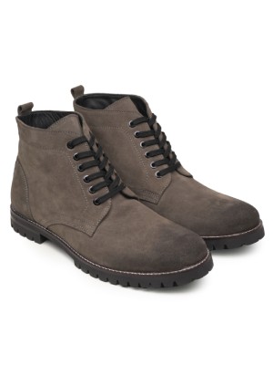 Vintage Gray Luxury Leather Boots alternate shoe image