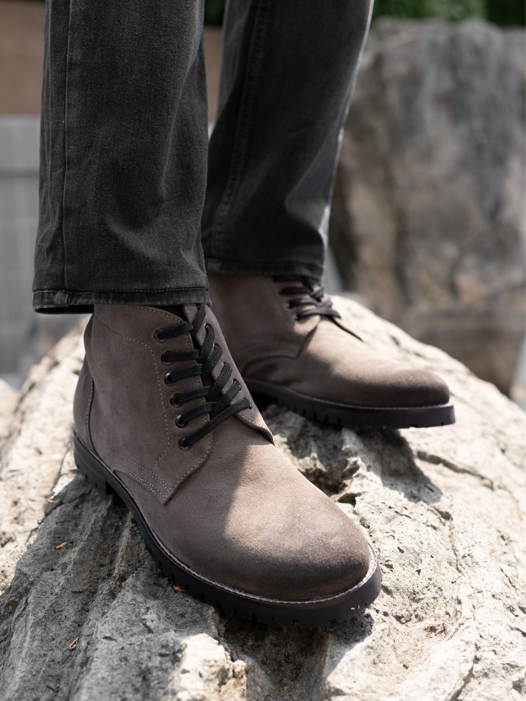 Vintage Gray Luxury Leather Boots for men Rapawalk