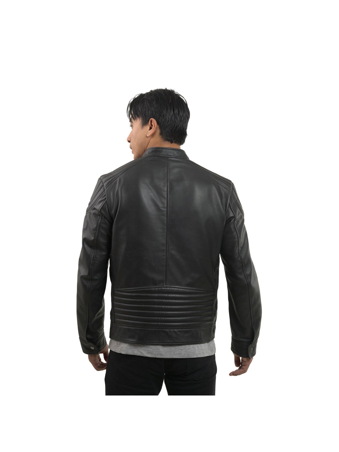 Padded shoulder cheap leather jacket