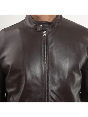 Brown Classic Bomber Leather Jacket alternate shoe image