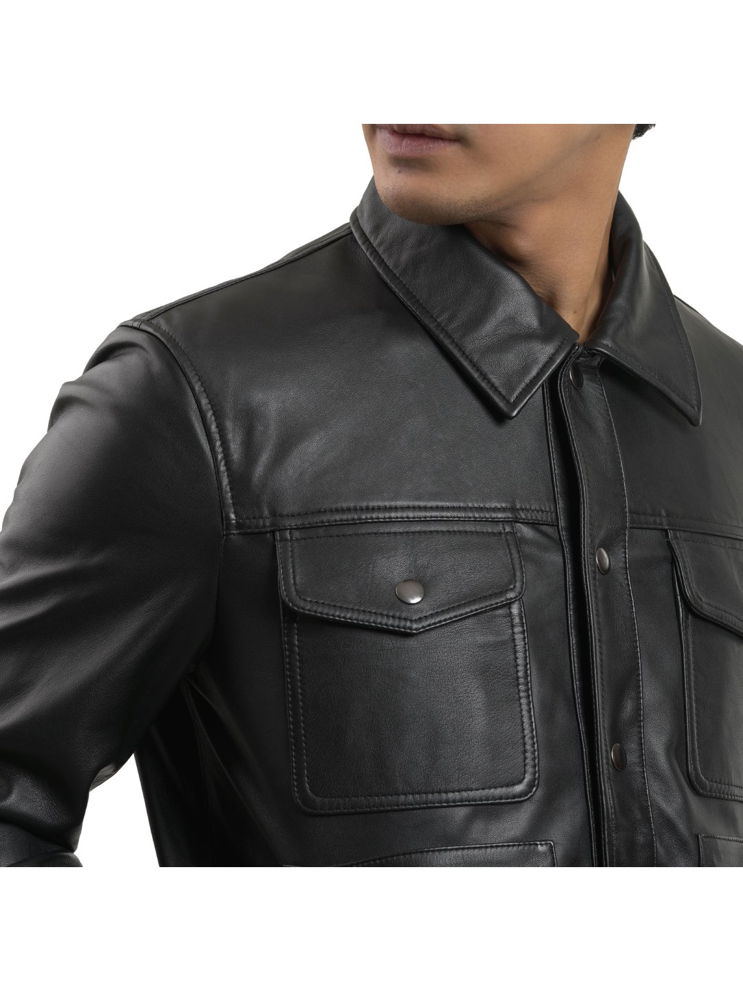 Denim style clearance leather jacket