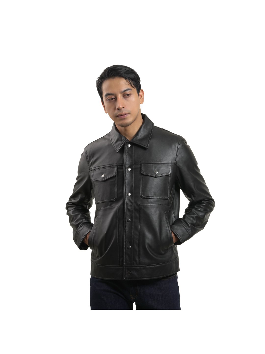 Denim style hot sale leather jacket