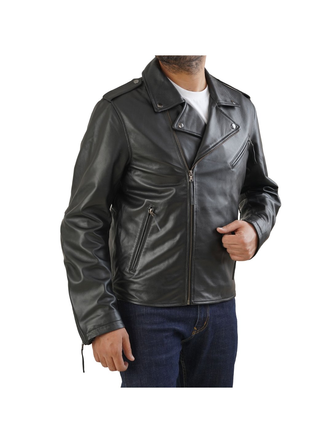 Black Iconic Double Rider Leather Jacket for men Rapawalk
