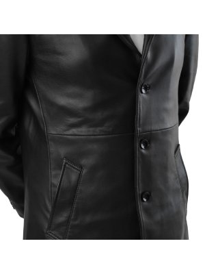 Black Luxury Leather Overcoat alternate shoe image