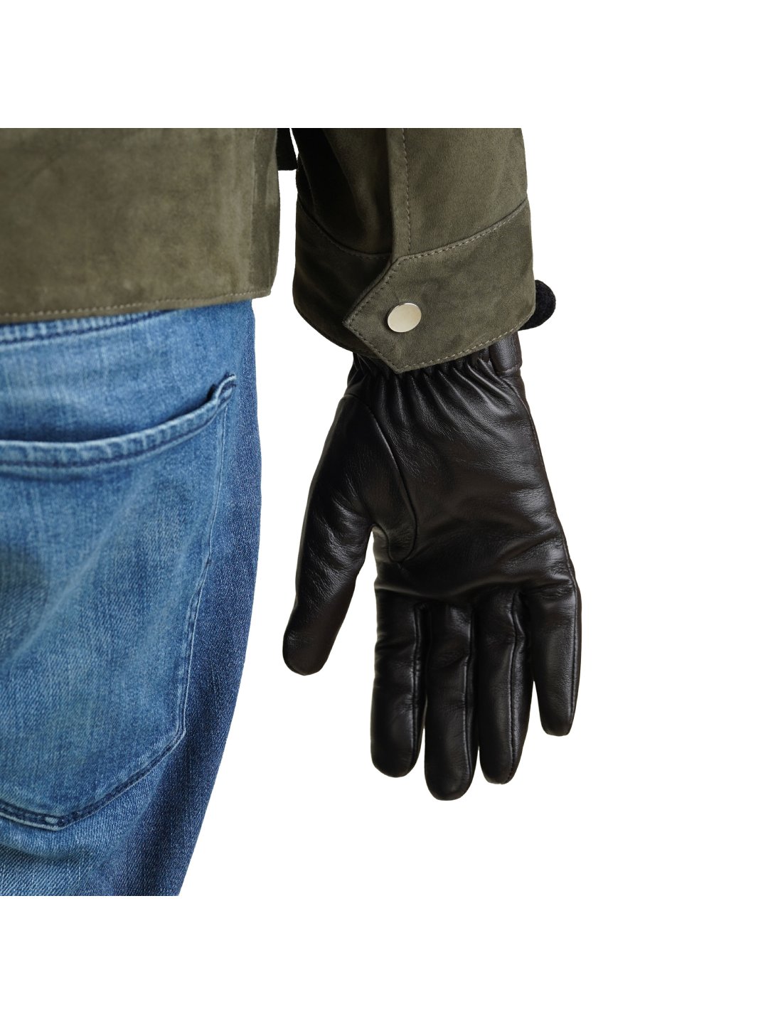 Brown Velcro Wrist Strap Leather Gloves