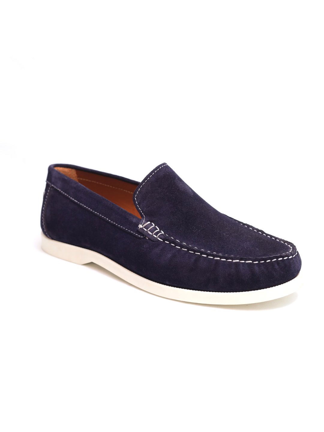 Navy Blue Plain Apron Suede Moccasins for men Rapawalk