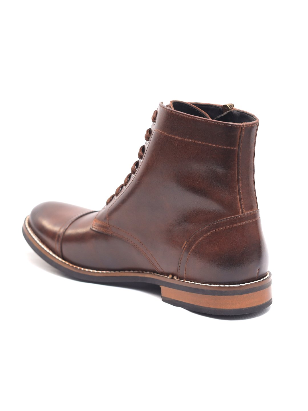 Brown Zipper Ankle Soft Leather Boot - Main Image