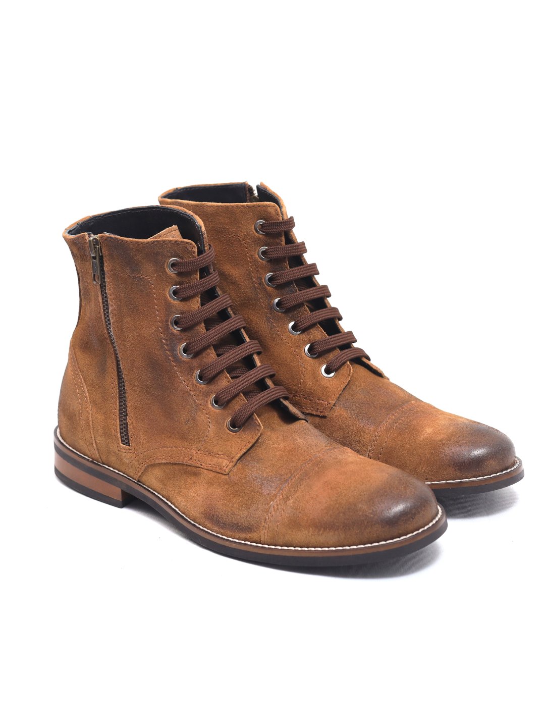 Vintage Tan Zipper Ankle Suede Leather Boot for men Rapawalk