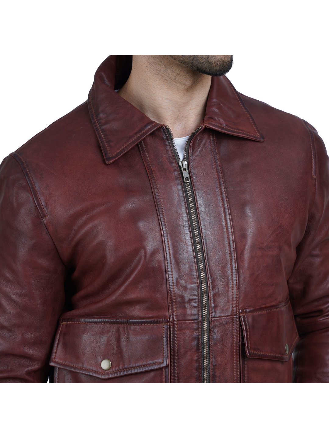 Moto Jacket Old Man Leather Jacket Old Wine Vintage Luxury Leather