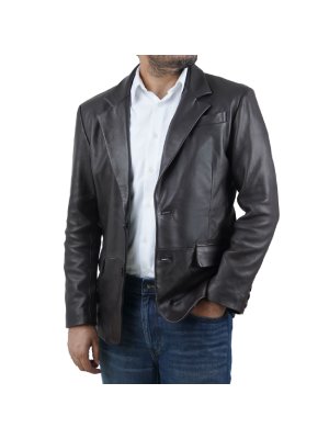 Black Blazer Style Leather Jacket for men Rapawalk