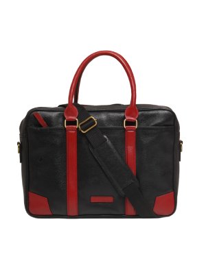 Black and Red Briefcase Style Leather Bag main image