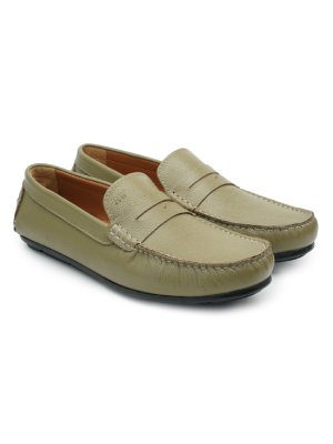 Olive Beige Penny Loafer Moccasins alternate image
