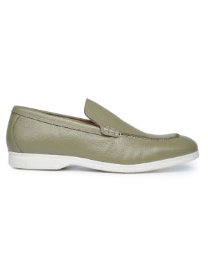 Olive Beige Plain Apron Milled Moccasins main image
