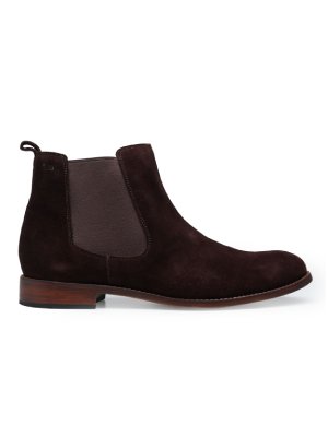Brown and Raisin Black Classic Chelsea Suede Boots main shoe image