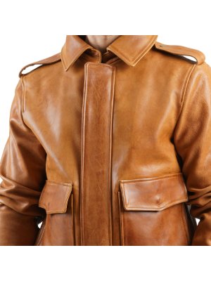Antique Tan Aviator Style Vintage Leather Jacket alternate shoe image