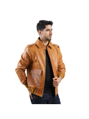 Antique Tan Aviator Style Vintage Leather Jacket main shoe image