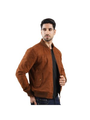 Tan Bomber Suede Leather Jacket main shoe image