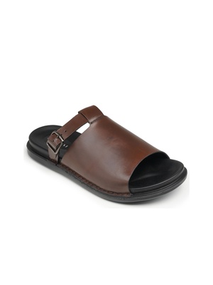 Brown Buckle Slide Sandals alternate shoe image
