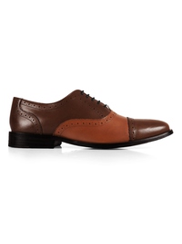 Coffee Brown and Tan Premium Half Brogue Oxford main shoe image
