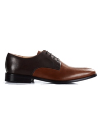 Brown and Coffee Brown Premium Plain Derby main shoe image